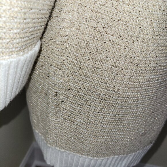 Karen Scott Gold & Ivory Glitter Metallic Pattern Pullover Sweater Women’s SZ M - Picture 13 of 13